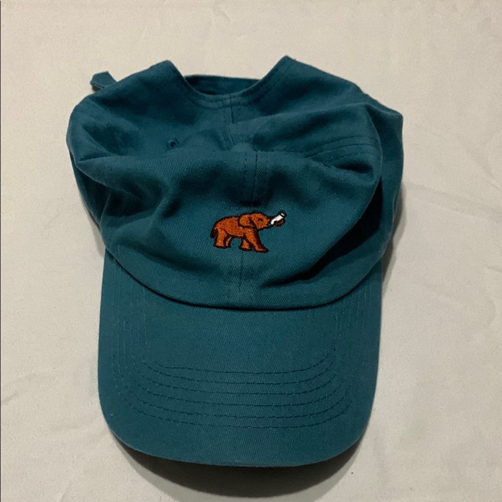 Teal Elephant Embroidered Cap